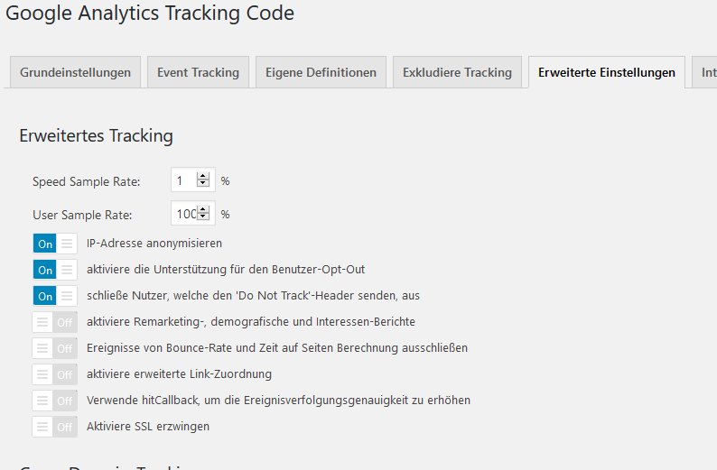 Google Analytics Tracking Code  - IP Anonymisierung einstellen