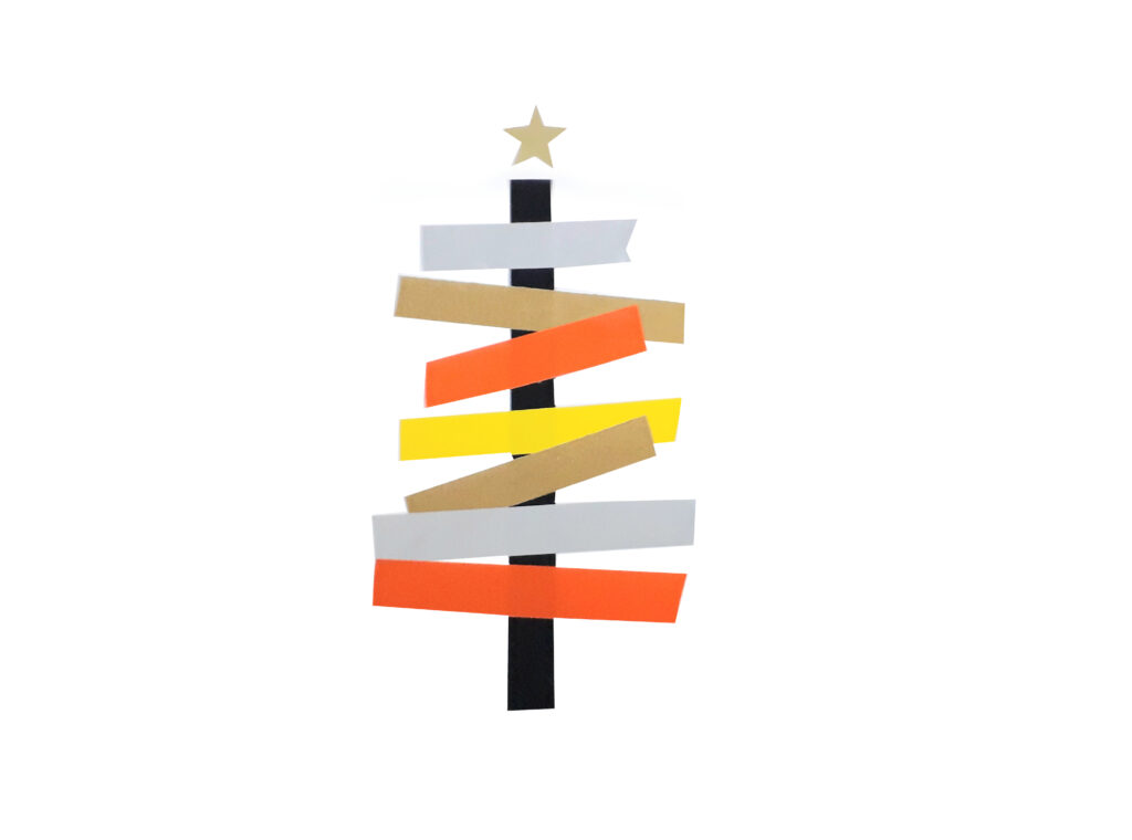 Weihnachtskarte Tannenbaum - Kollage mit Klebestreifen