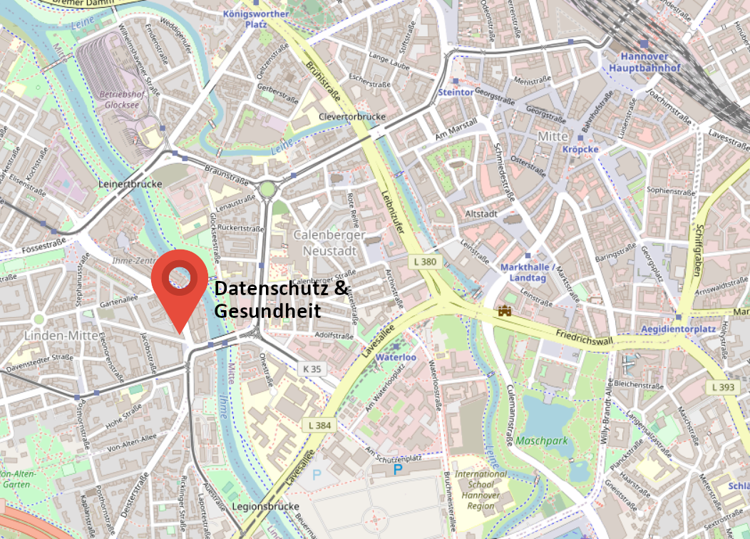 Karte mit Anfahrt zum Datenschutzbeauftragten Henning Zander - Datenschutz und Gesundheit