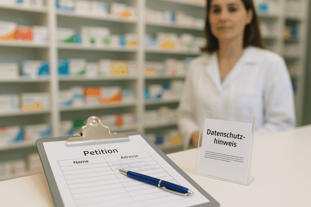 Unterschriften Aktion in der Apotheke Datenschutz